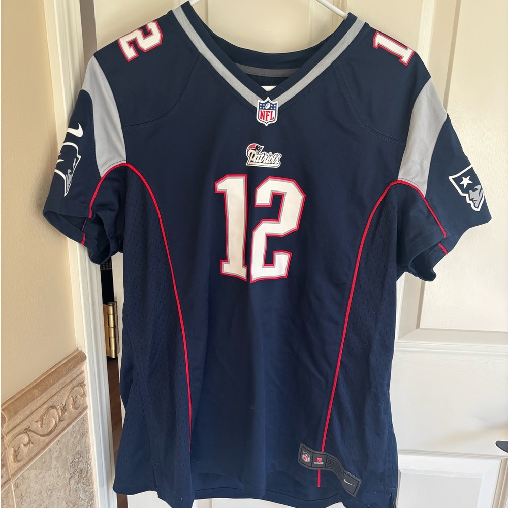NFL Patriots Navy Jersey with Red and White Trim
